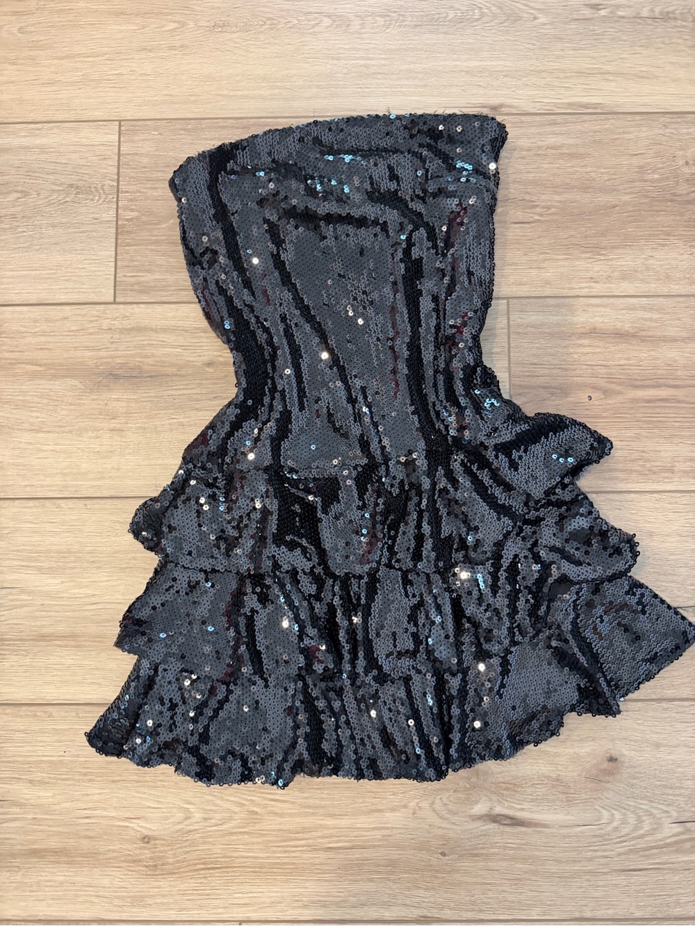 Forever 21 Black Sequin Strapless Mini Dress